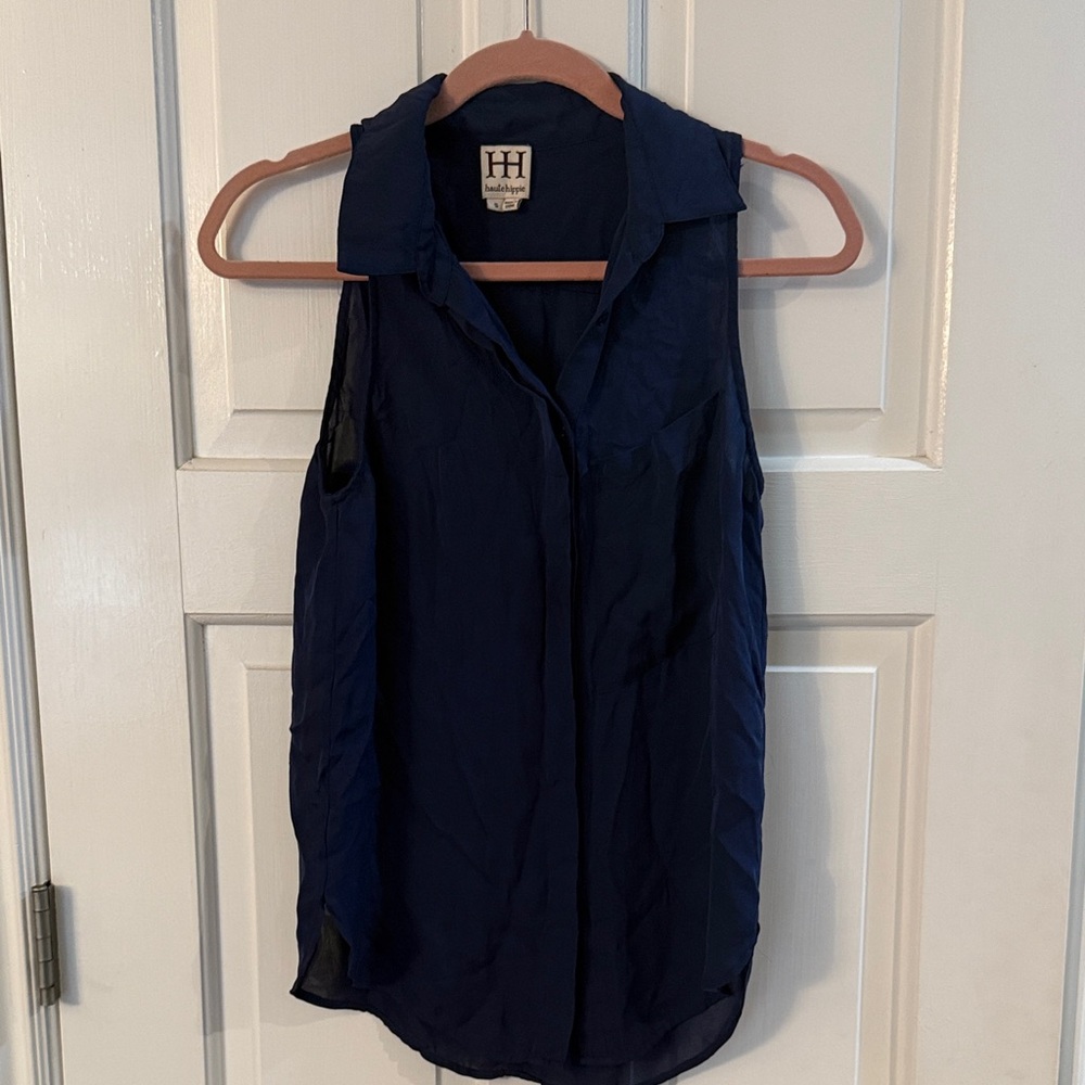Haute Hippie Midnight Blue Sleeveless Blouse